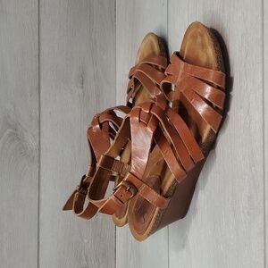 Sofft Womens Leather Strap Wedge Sandals shoes sz 9M